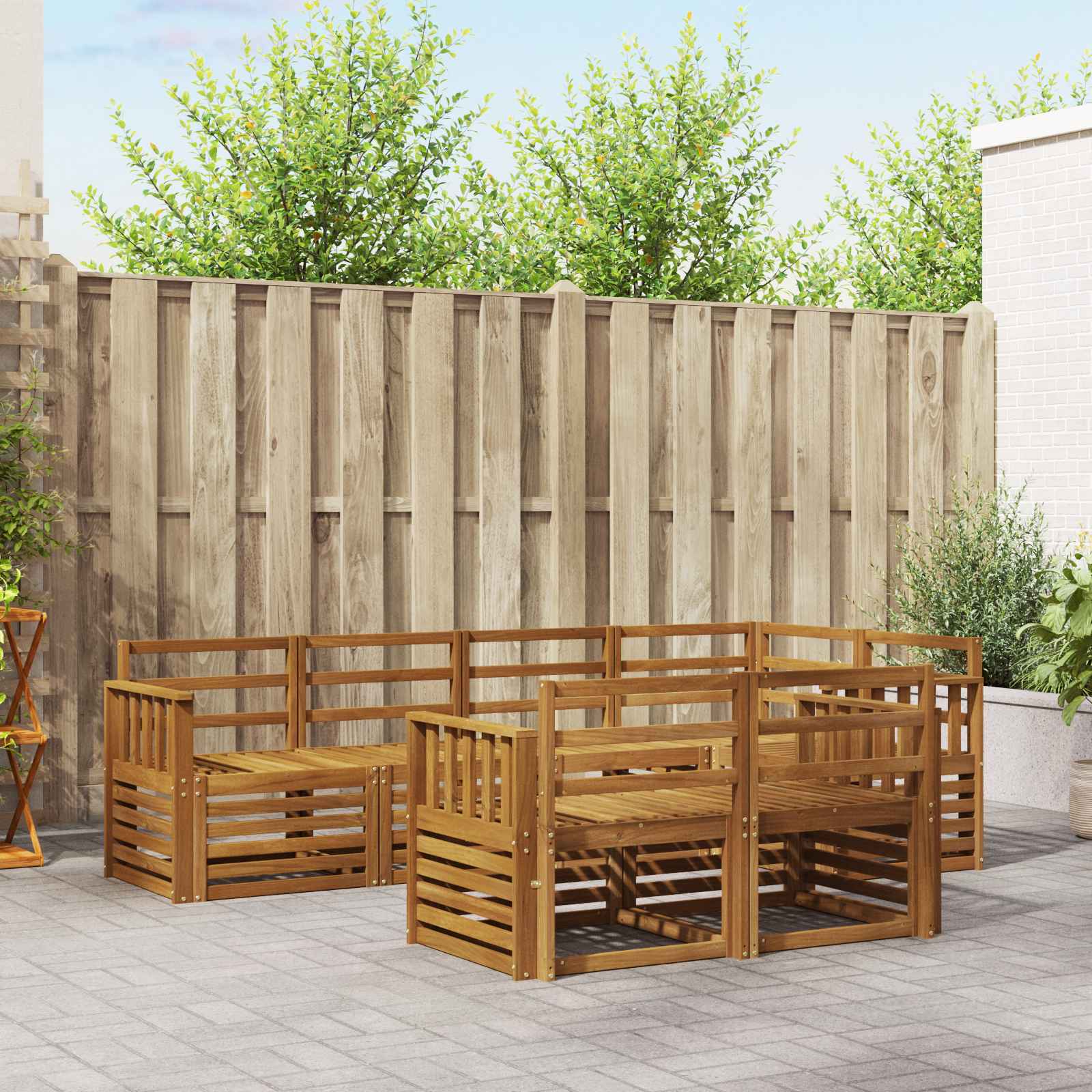 vidaXL Outdoor Sofa Set 7 pcs Natural Polyester 1