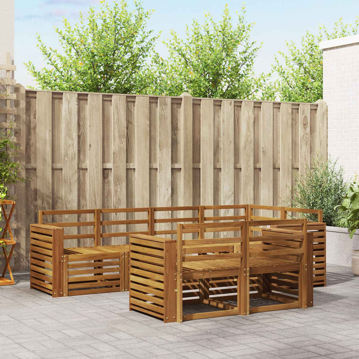 vidaXL Outdoor Sofa Set 7 pcs Polyester Natural