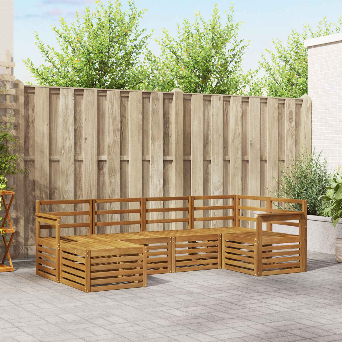 Outdoor Sofa Set 6 pcs Polyester Natural Open frame