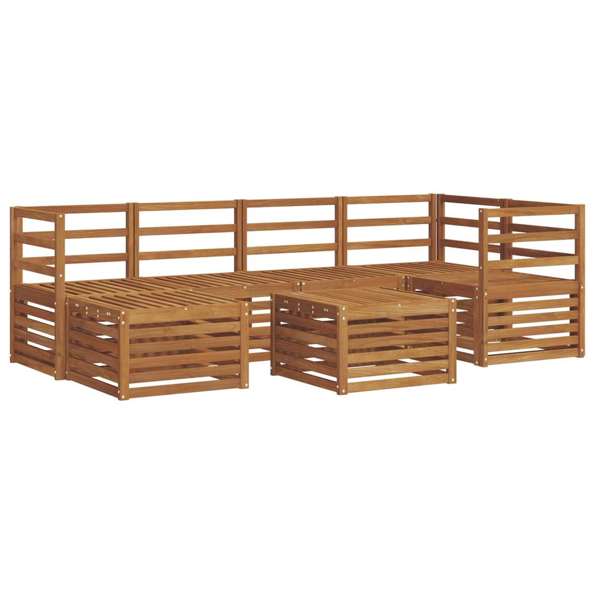 Outdoor Sofa Set 7 pcs 5-Seaters Solid Acacia Wood Natural Horizontal slats