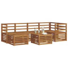 Outdoor Sofa Set 7 pcs 5-Seaters Solid Acacia Wood Natural Horizontal slats