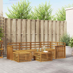 Outdoor Sofa Set 7 pcs 5-Seaters Solid Acacia Wood Natural Track