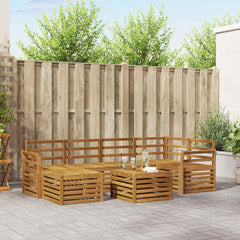 Outdoor Sofa Set 7 pcs 5-Seaters Solid Acacia Wood Natural Curved