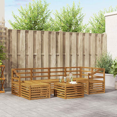 Outdoor Sofa Set 7 pcs 5-Seaters Solid Acacia Wood Natural Sloped