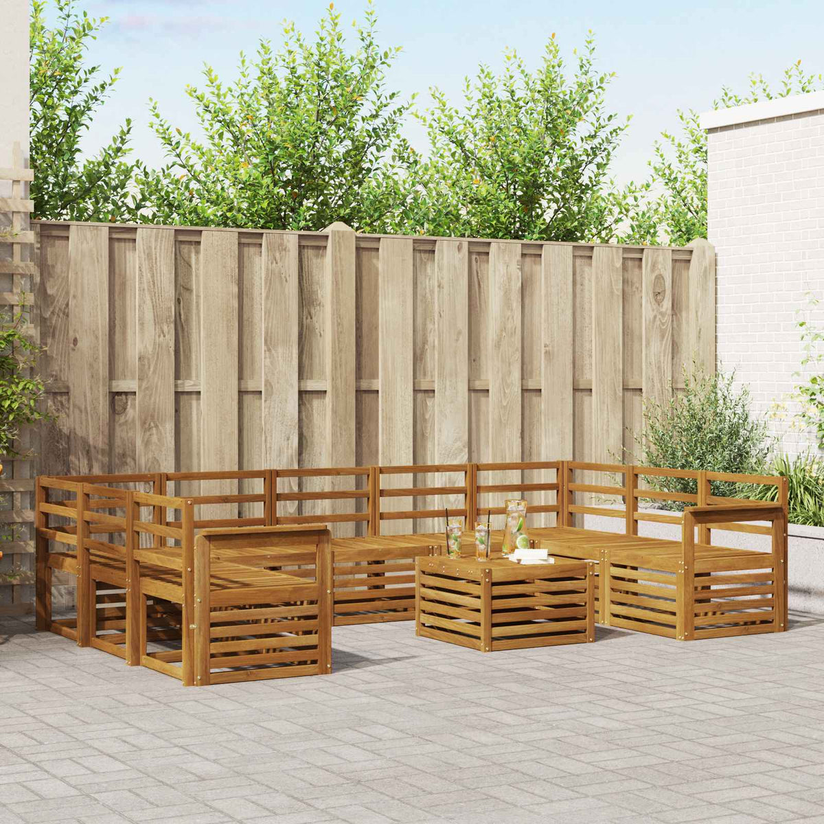 Outdoor Sofa Set 10 pcs Natural Open frame