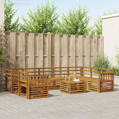 Outdoor Sofa Set 10 pcs Natural Vertical slats
