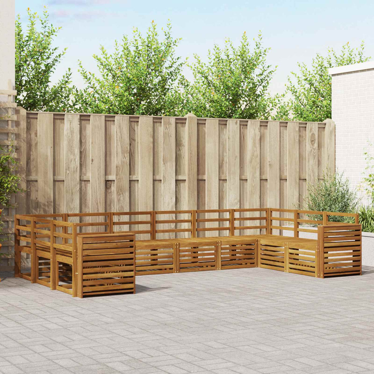 vidaXL Outdoor Sofa Set 10 pcs 10-Seaters Solid Acacia Wood