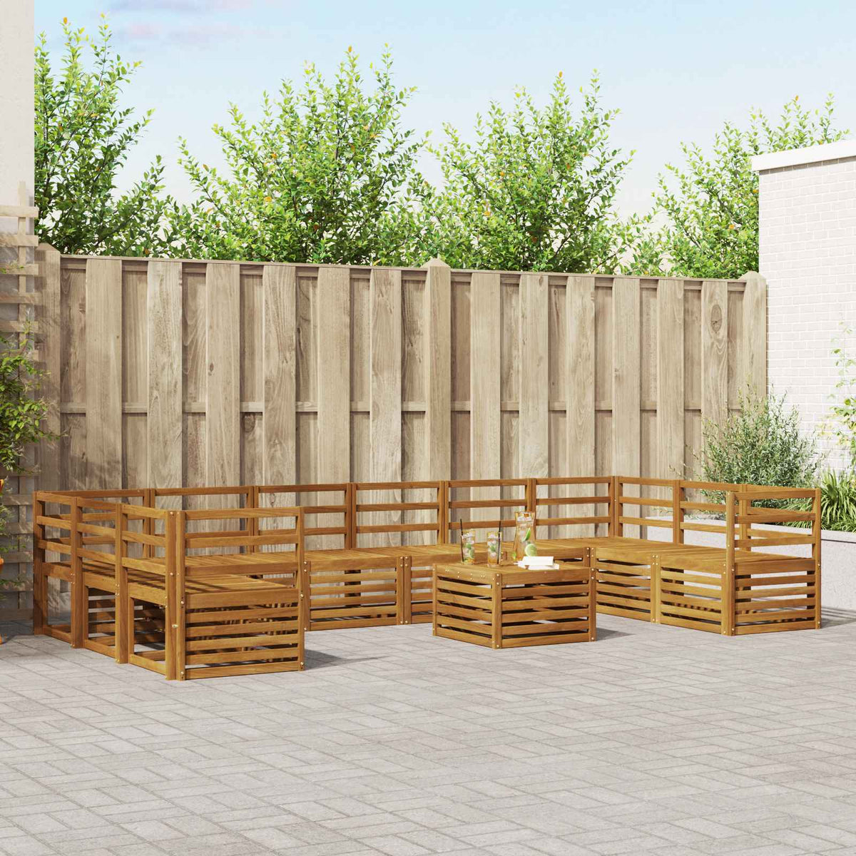 vidaXL Outdoor Sofa Set 11 pcs Natural Solid Acacia Wood 1