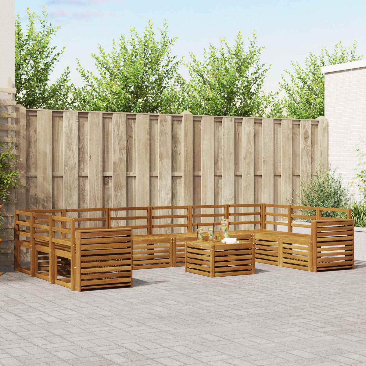 vidaXL Outdoor Sofa Set 11 pcs 10-Seaters Solid Acacia Wood