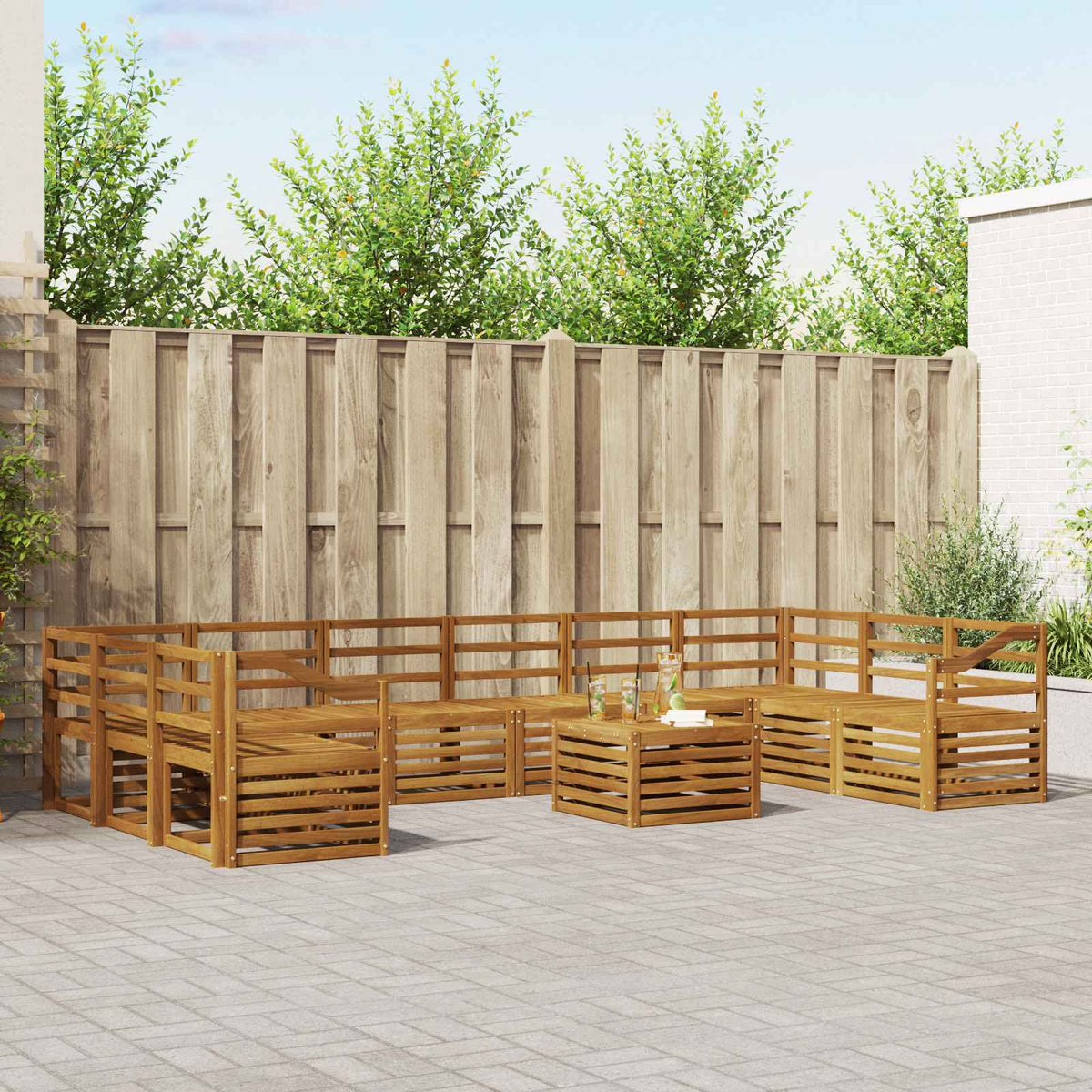 vidaXL Outdoor Sofa Set 11 pcs 10-Seaters Solid Acacia Wood