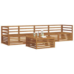 Outdoor Sofa Set 5 pcs 4-Seaters Natural Solid Acacia Wood Horizontal slats