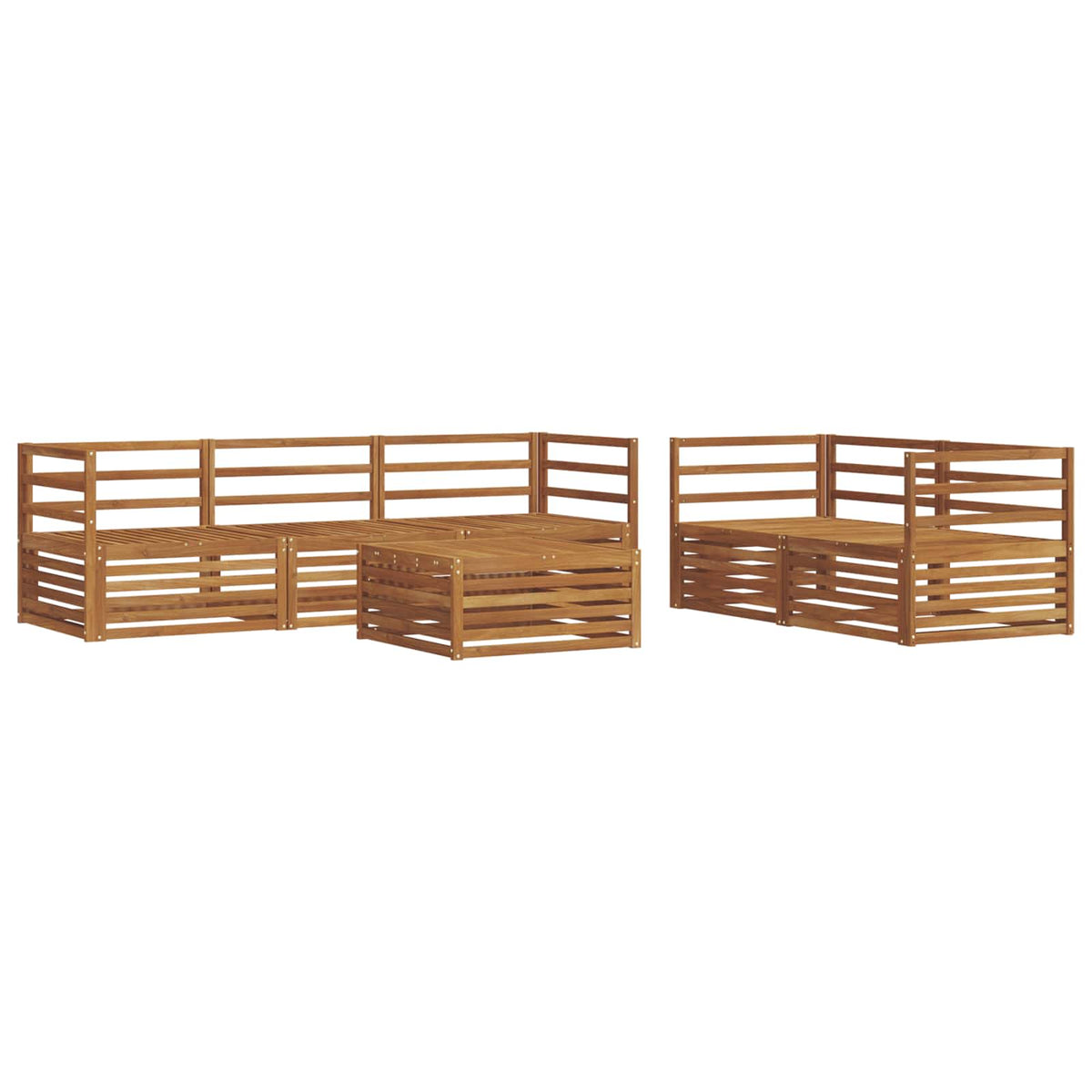 Outdoor Sofa Set 6 pcs 5-Seaters Solid Acacia Wood Natural Horizontal slats