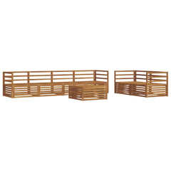 Outdoor Sofa Set 7 pcs 6-Seaters Natural Solid Acacia Wood Horizontal slats