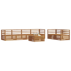 Outdoor Sofa Set 7 pcs 6-Seaters Natural Solid Acacia Wood Horizontal slats