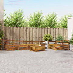 Outdoor Sofa Set 7 pcs 6-Seaters Natural Solid Acacia Wood Open frame