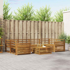 Outdoor Sofa Set 7 pcs 6-Seaters Natural Solid Acacia Wood Wide flat