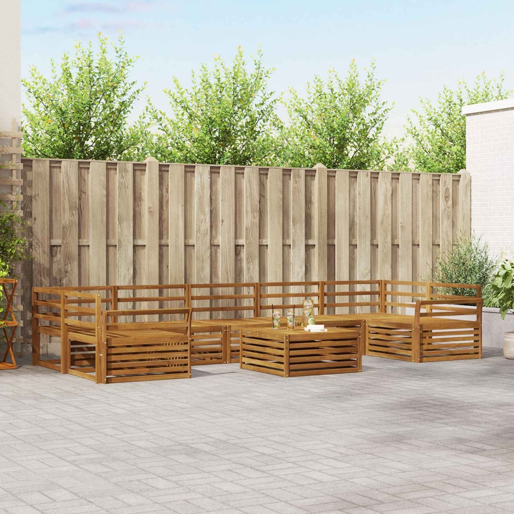 Outdoor Sofa Set 8 pcs 7-Seaters Solid Acacia Wood Natural Curved