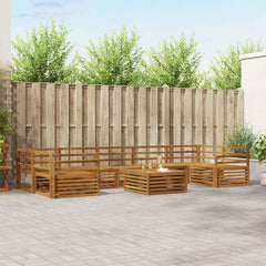 Outdoor Sofa Set 8 pcs 7-Seaters Solid Acacia Wood Natural Curved