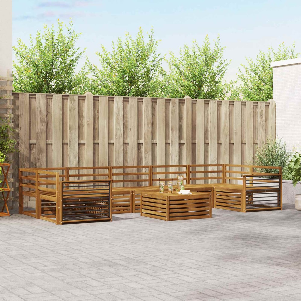 Outdoor Sofa Set 8 pcs 7-Seaters Solid Acacia Wood Natural Straight