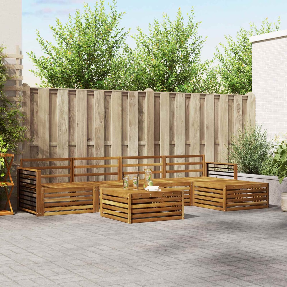 Outdoor Sofa Set 6 pcs Natural Solid Acacia Wood Straight