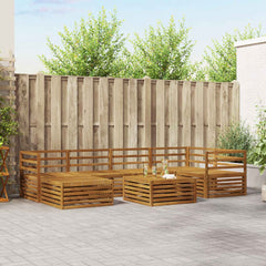 Outdoor Sofa Set 7 pcs 6-Seaters Natural Solid Acacia Wood Horizontal slats
