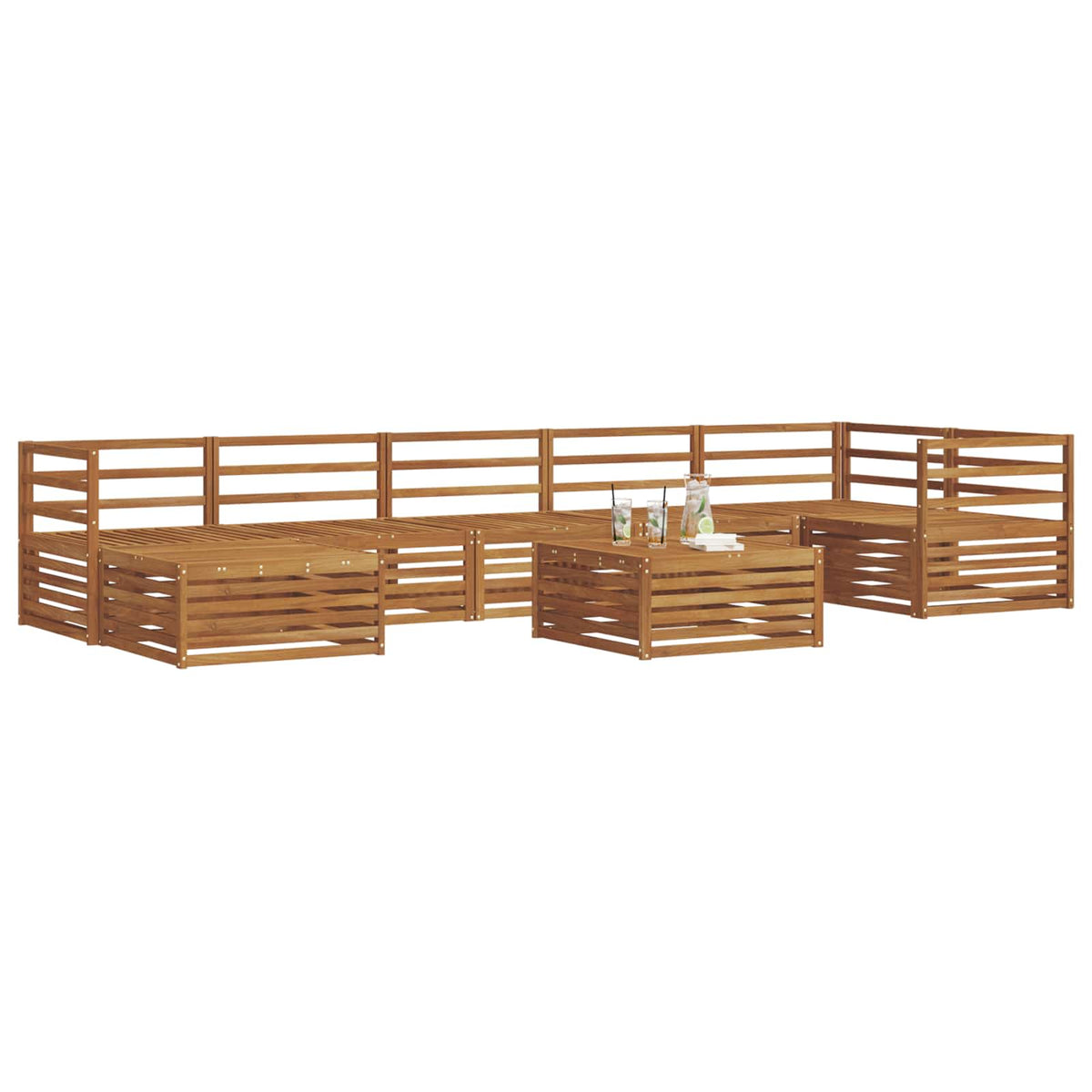 Outdoor Sofa Set 8 pcs Natural Horizontal slats