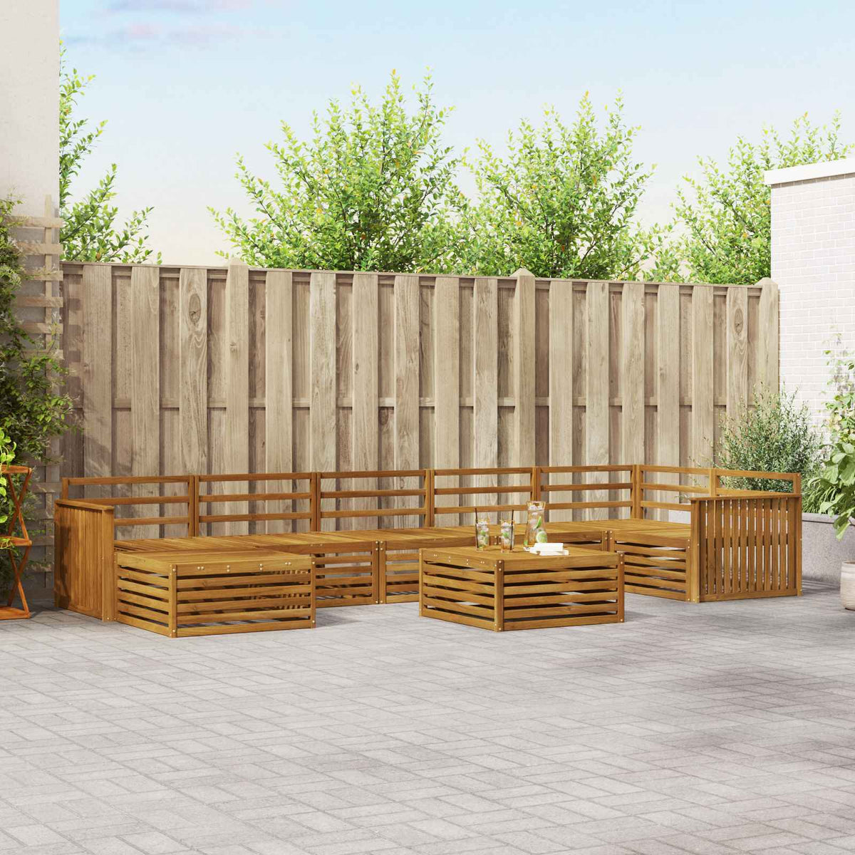 vidaXL Outdoor Sofa Set 8 pcs Natural