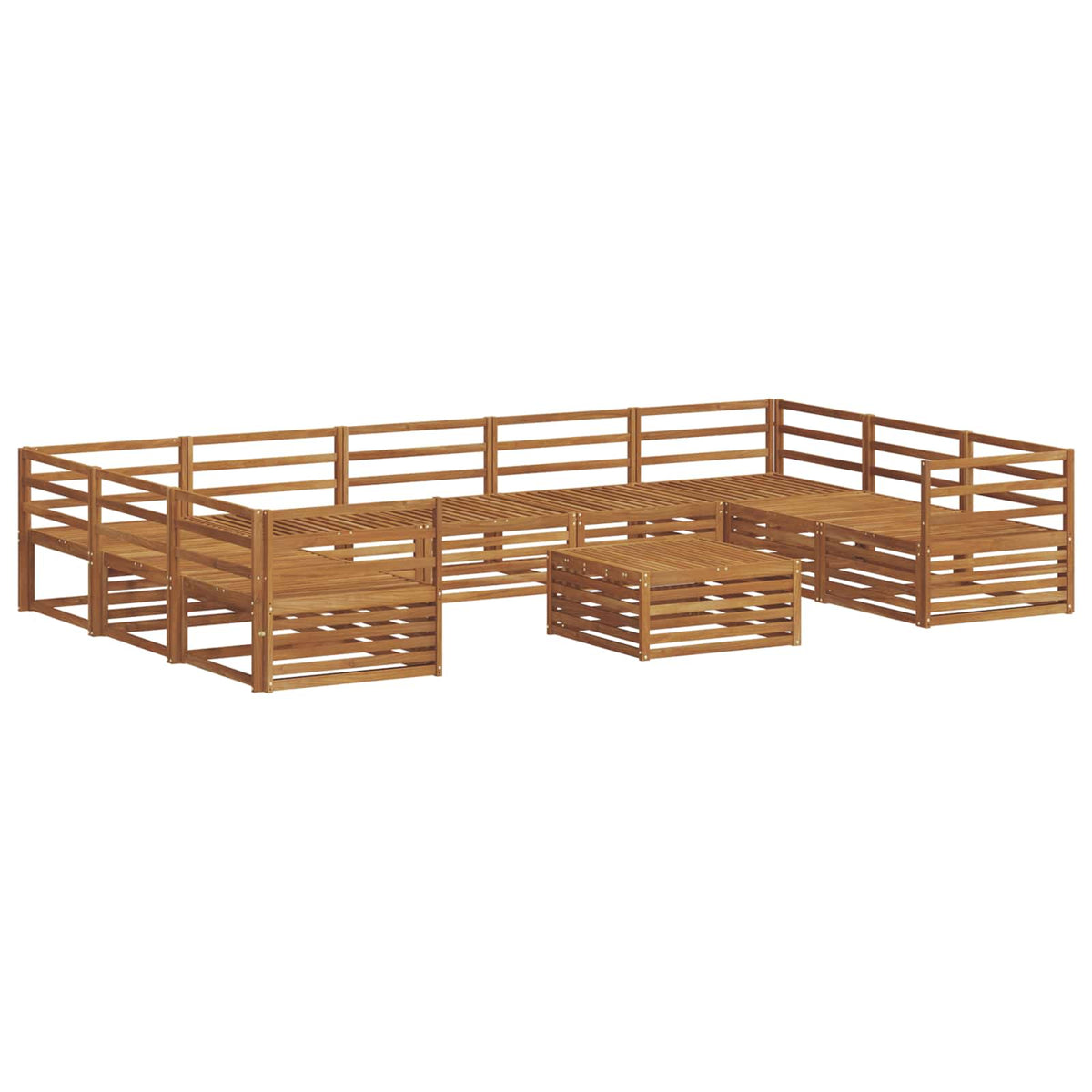 vidaXL Outdoor Sofa Set 10 pcs Natural Solid Acacia Wood 2