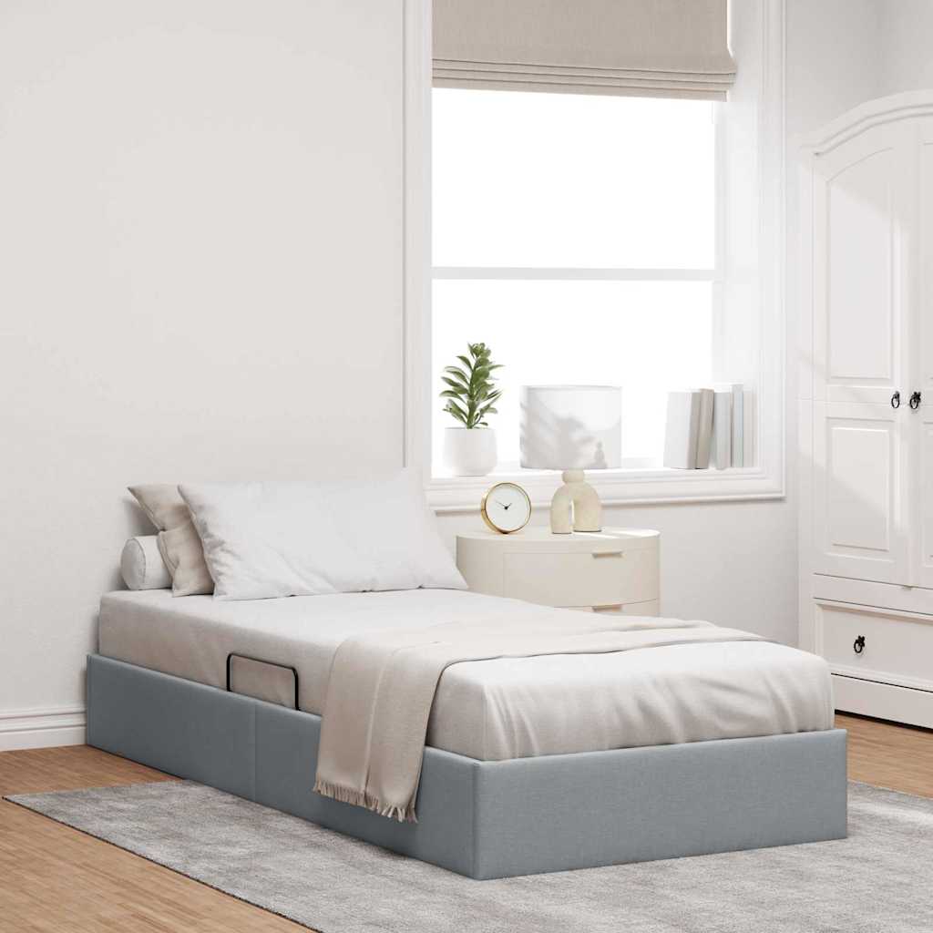 Storage Bed 100 x 203 cm Fabric Light grey Twin XL