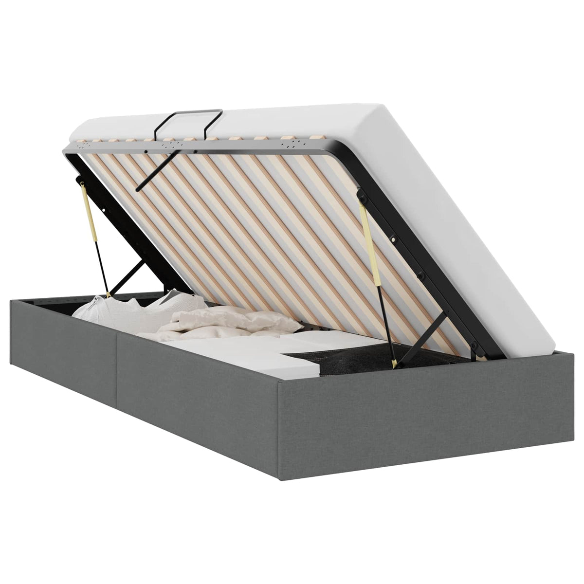 Storage Bed 100 x 203 cm Fabric Dark grey Twin XL