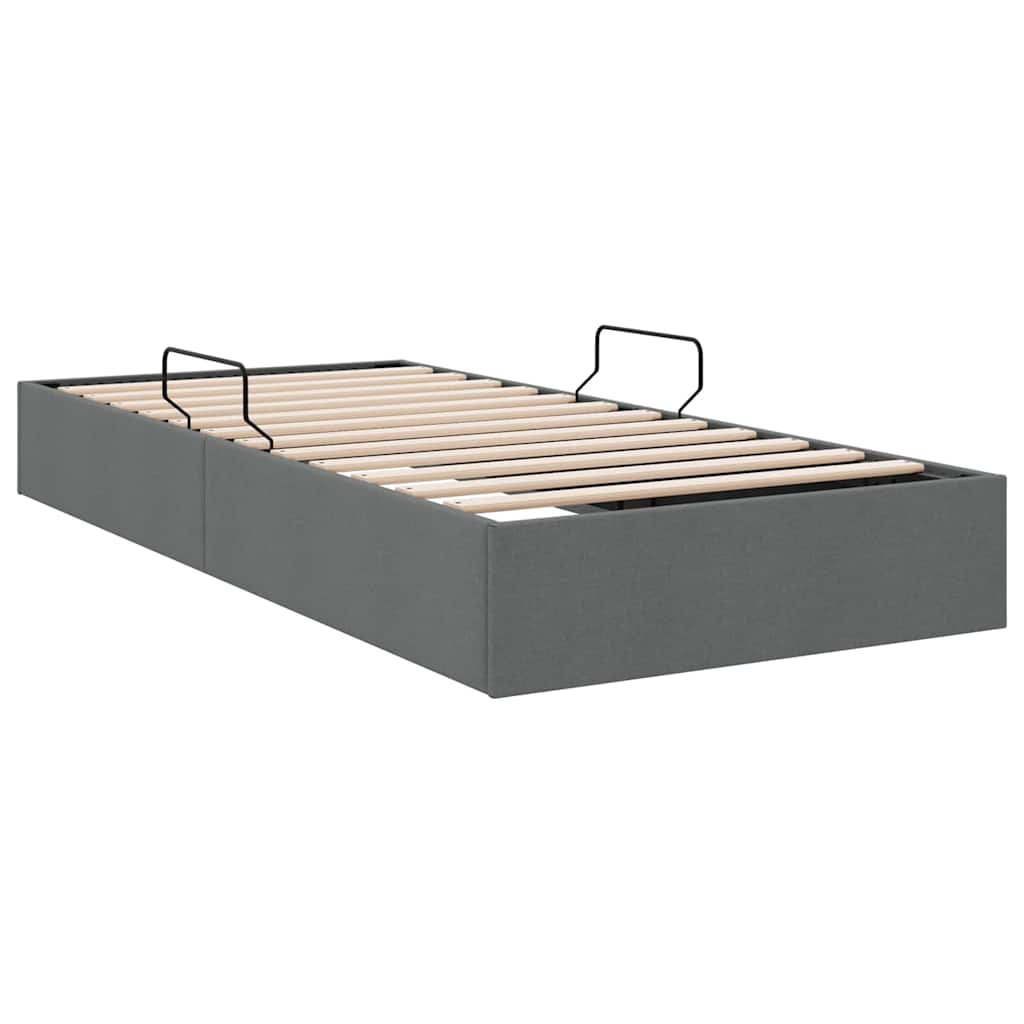 Storage Bed 100 x 203 cm Fabric Dark grey Twin XL