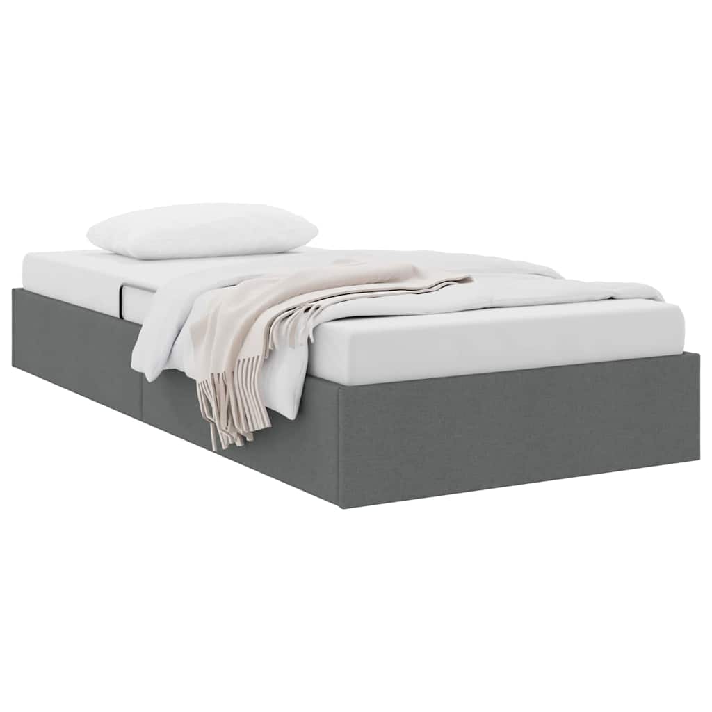 Storage Bed 100 x 203 cm Fabric Dark grey Twin XL