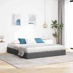 Storage Bed 100 x 203 cm Fabric Dark grey King