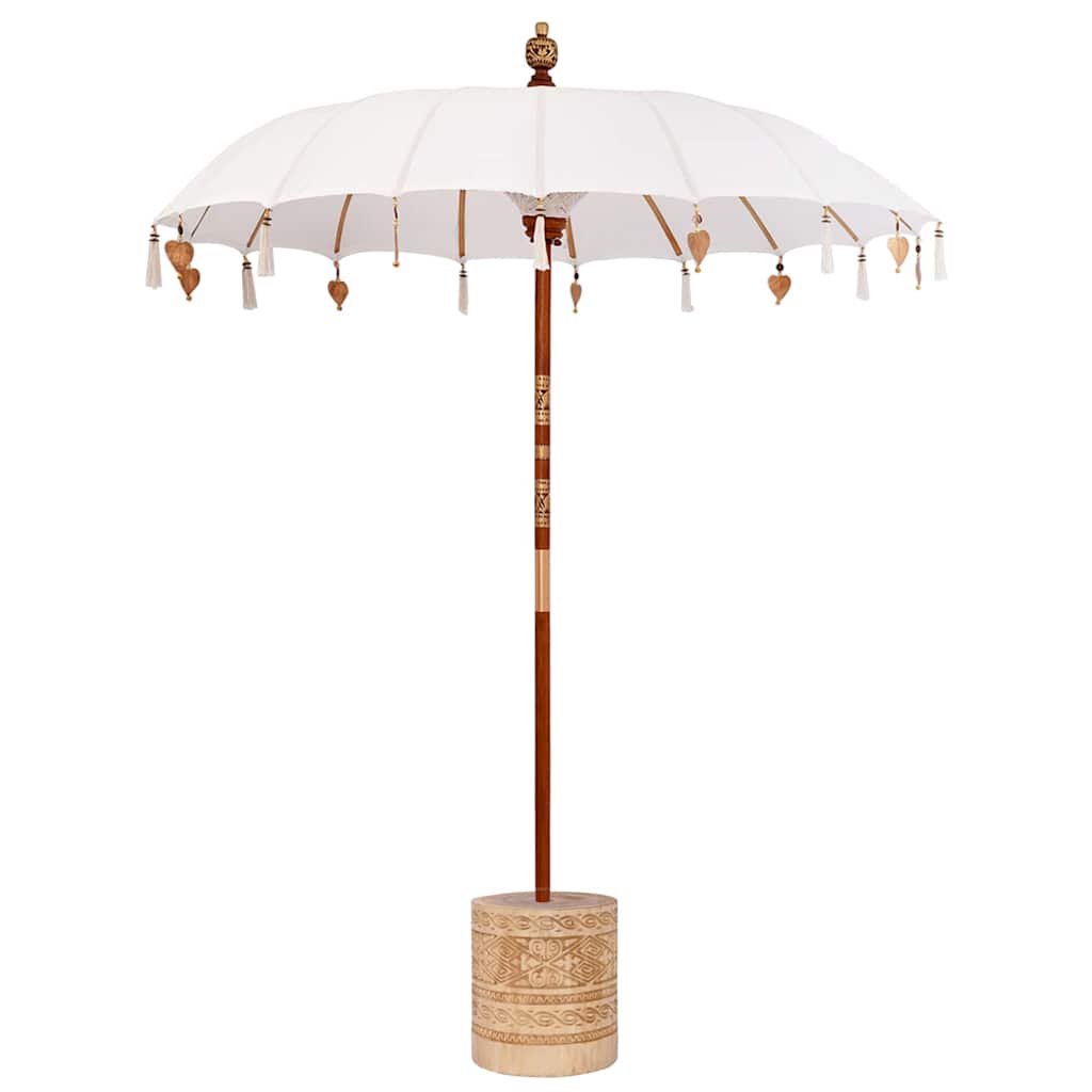 Balinese Parasol with Base Round 190 x 190 x 295 cm Ø 180-190 cm with natural base