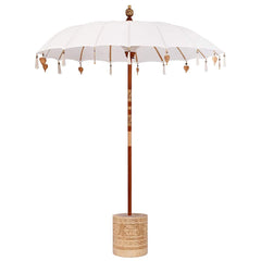 Balinese Parasol with Base Round 190 x 190 x 295 cm Ø 180-190 cm with natural base