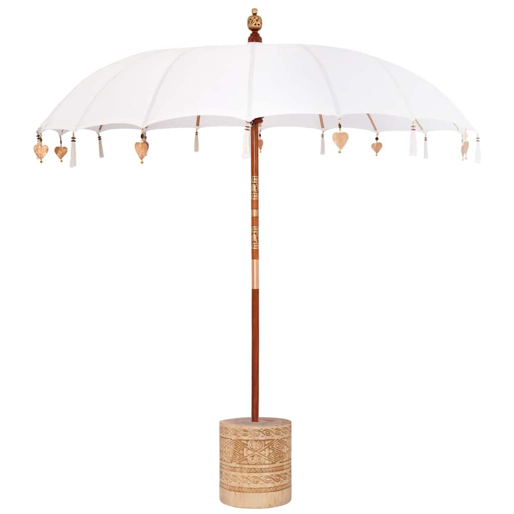 Balinese Parasol with Base Round 190 x 190 x 295 cm Ø 210-220 cm with natural base