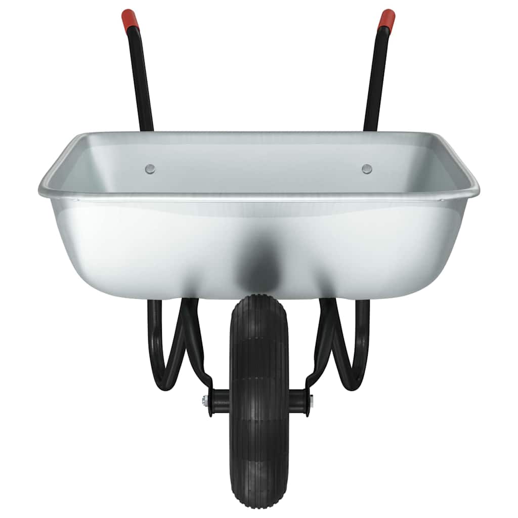 vidaXL Wheelbarrow Silver and Black 80 L 120 kg Galvanized Steel 5
