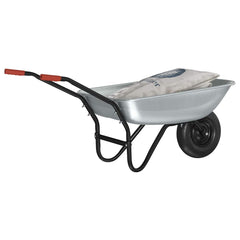 vidaXL Wheelbarrow Silver and Black 80 L 120 kg Galvanized Steel 3