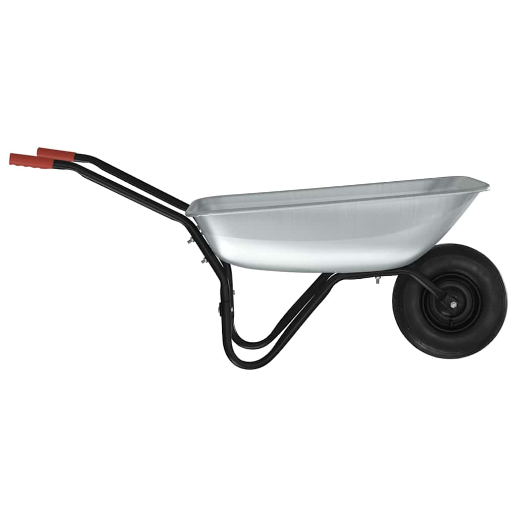 vidaXL Wheelbarrow Silver and Black 80 L 120 kg Galvanized Steel 6