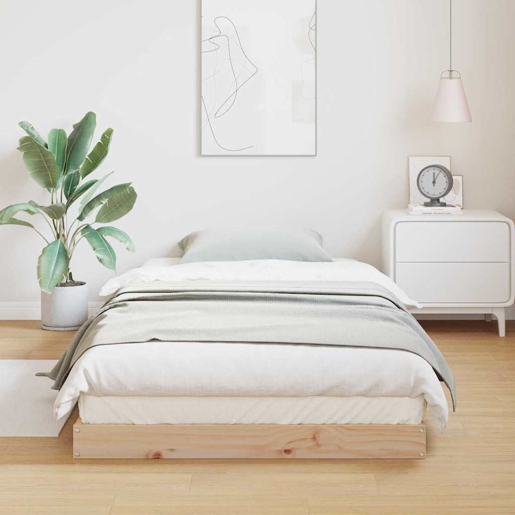 vidaXL Floor Bed Frame Natural 90 x 220 cm Solid Pine Wood 3