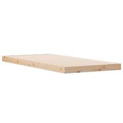 vidaXL Floor Bed Frame Natural 90 x 220 cm Solid Pine Wood 4