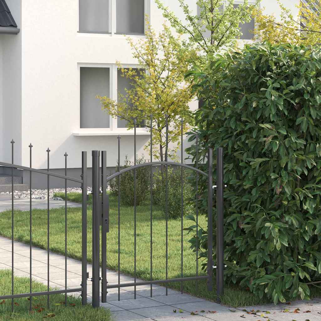 Garden Gate WOERDEN Lockable Steel Grey 1.25 m