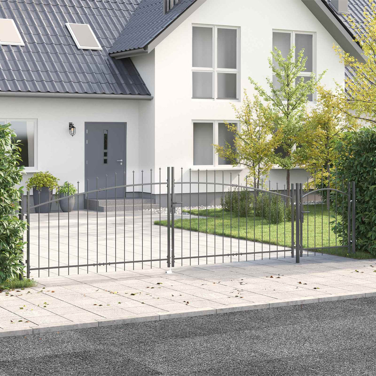 Garden Gate "Woerden" Steel 1x4 m Grey 500 cm 100 cm
