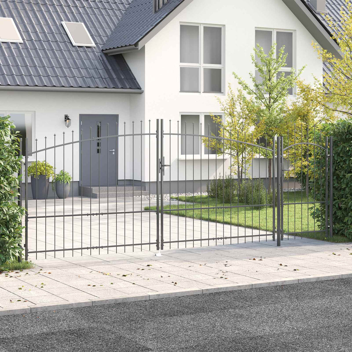 Garden Gate "Woerden" Steel 1x4 m Grey 500 cm 175 cm