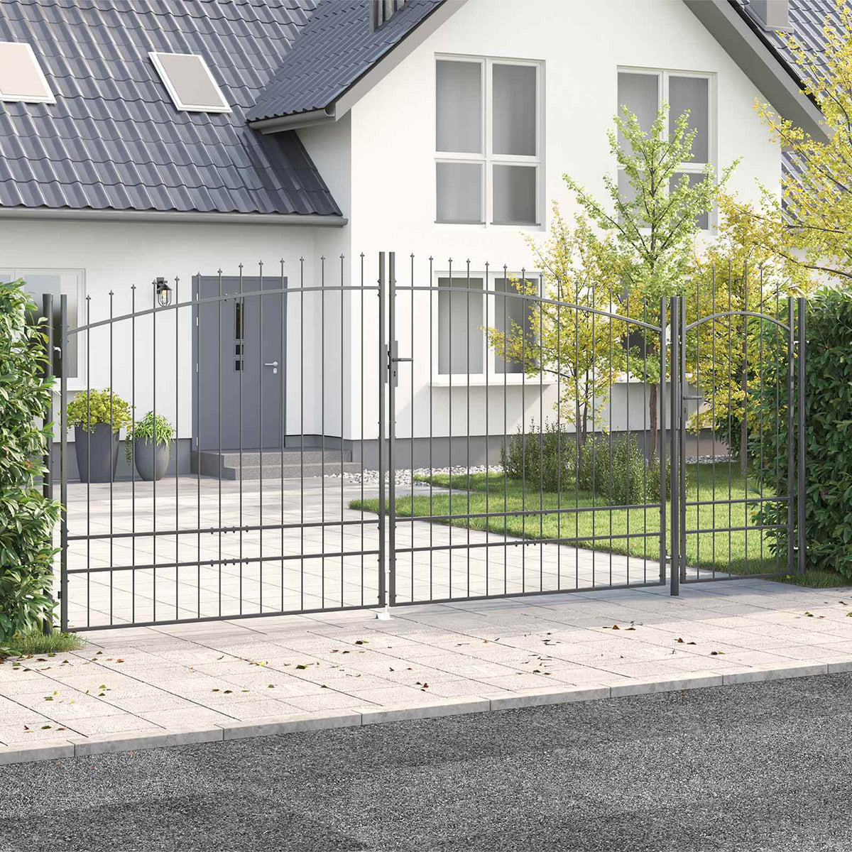 Garden Gate "Woerden" Steel 1x4 m Grey 500 cm 200 cm