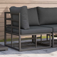 2 pcs Outdoor Furniture Metal Black and Anthracite Corner sofa