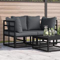 2 pcs Outdoor Furniture Metal Black and Anthracite 2x corner sofa