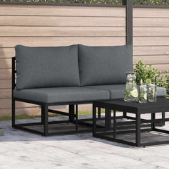 2 pcs Outdoor Furniture Metal Black and Anthracite 2x middle sofa