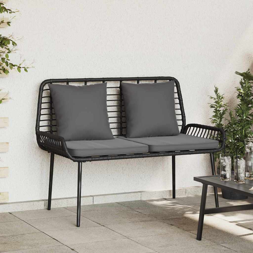Garden Dining Set 3 pcs Black and Poly Rattan Anthracite 1 x garden bench