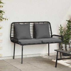 Garden Dining Set 3 pcs Black and Poly Rattan Anthracite 1 x garden bench